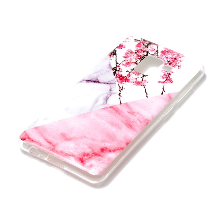 IMD Patterned TPU Protective Phone Casing for Samsung Galaxy A8 (2018) - White/Pink Marble and Flowers-2