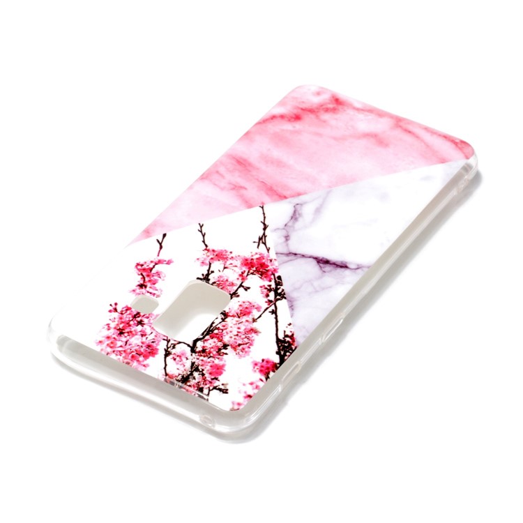 IMD Patterned TPU Protective Phone Casing for Samsung Galaxy A8 (2018) - White/Pink Marble and Flowers-3