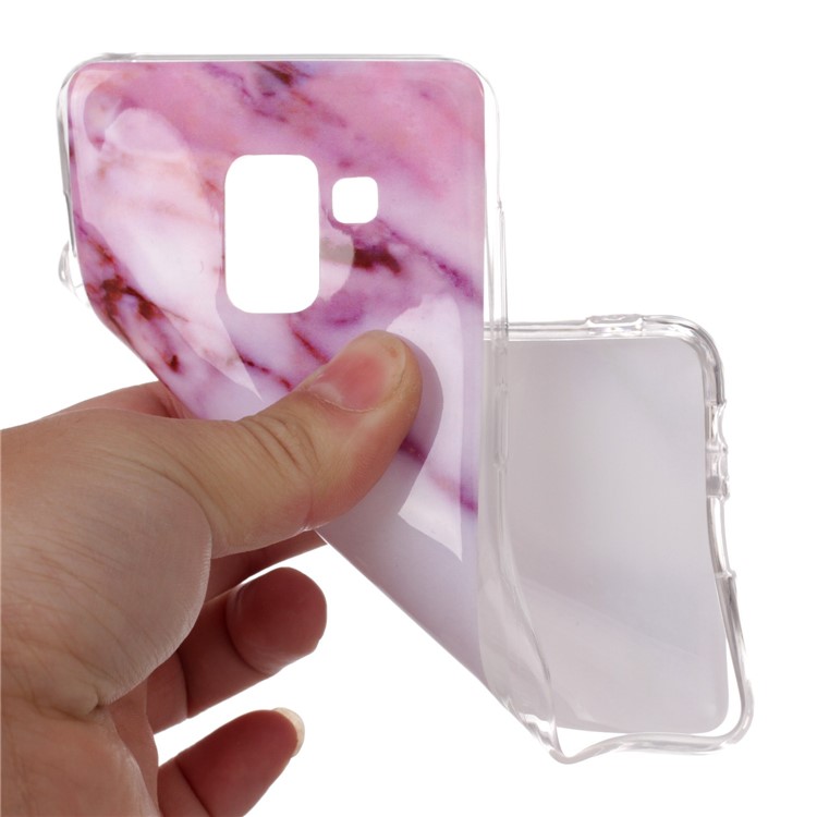 IMD Estampado Con Capuleta de Cubierta de Estampado de TPU Para Samsung Galaxy A8 (2018) - Mármol de Rosa-4