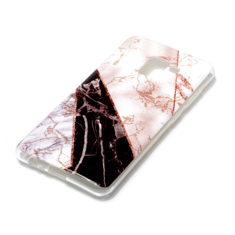 Glittery Powder Marble Pattern IMD TPU Case for Samsung Galaxy A8 (2018) - White and Black Marble Pattern-2