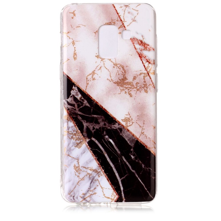 Glittery Powder Marble Pattern IMD TPU Case for Samsung Galaxy A8 (2018) - White and Black Marble Pattern-3