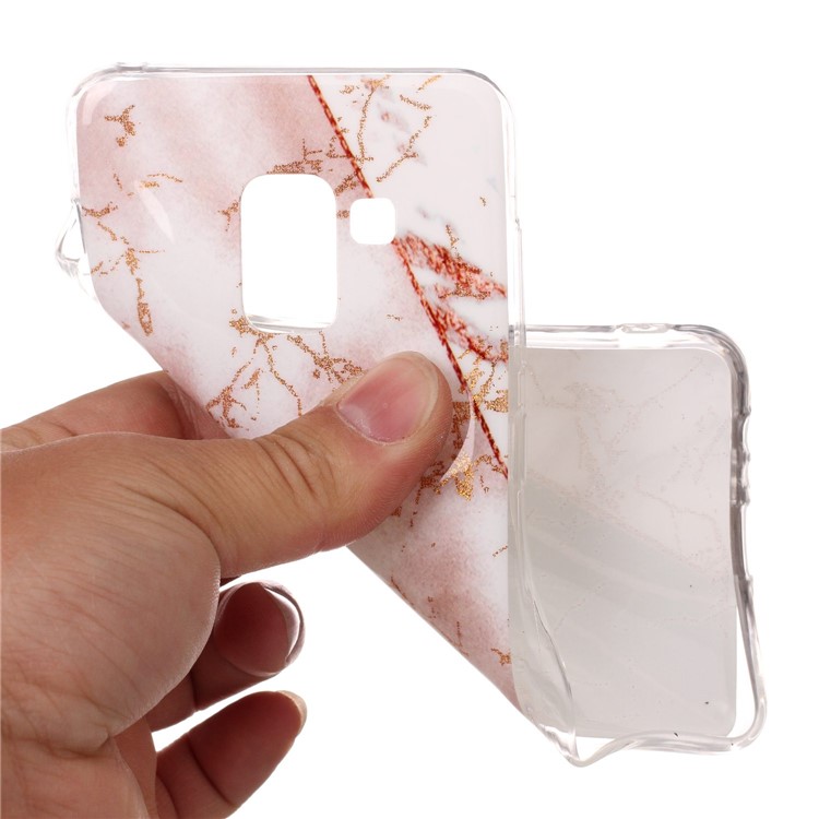 Glittery Powder Marble Pattern IMD TPU Case for Samsung Galaxy A8 (2018) - White and Black Marble Pattern-4