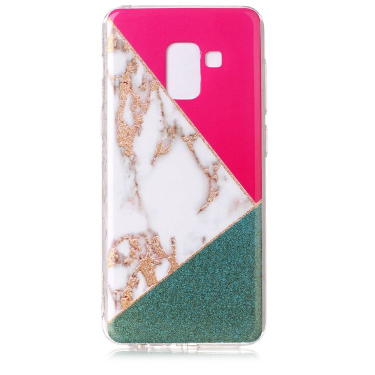 Glittery Powder Marble Pattern IMD TPU Phone Casing for Samsung Galaxy A8 (2018) - Rose / White / Green-3
