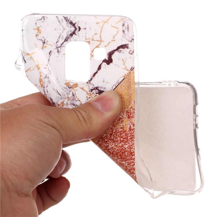 Glittery Powder Marble Pattern IMD TPU Back Cover Shell for Samsung Galaxy A8 (2018) - White / Gold / Rose Gold-4