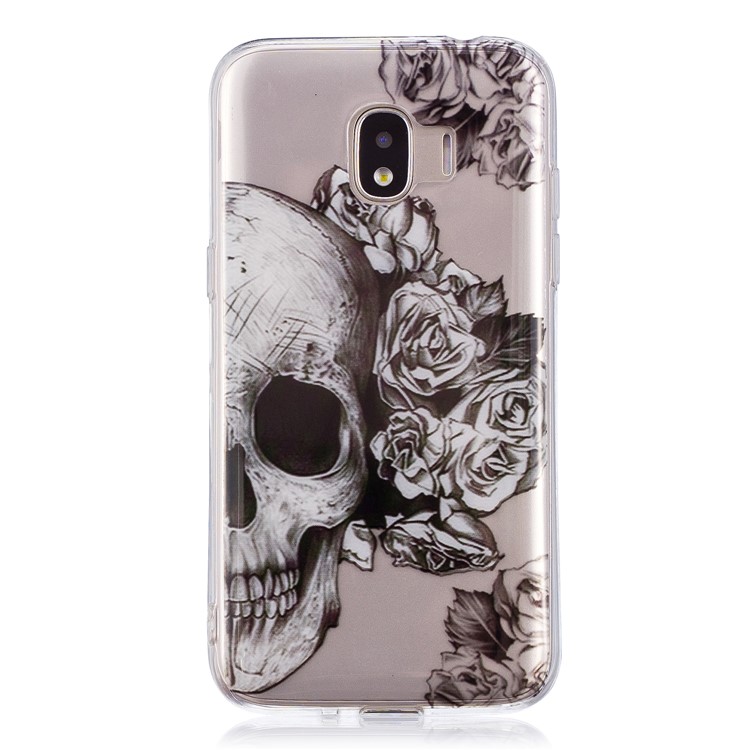 

Pattern Printing IMD Soft TPU Phone Accessory Case for Samsung Galaxy J2 Pro 2018 - Skull and Flower