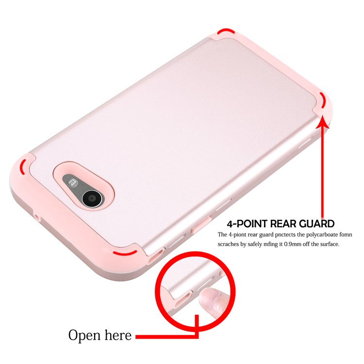 For Samsung Galaxy J3 (2017) EU Version/J3 Pro (2017) Detachable PC + TPU Hybrid Shockproof Protective Cover Accessory - Rose Gold-5