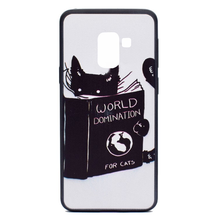 Patterned Printing TPU Soft Case for Samsung Galaxy A8 (2018) - Cat Reading Book-2