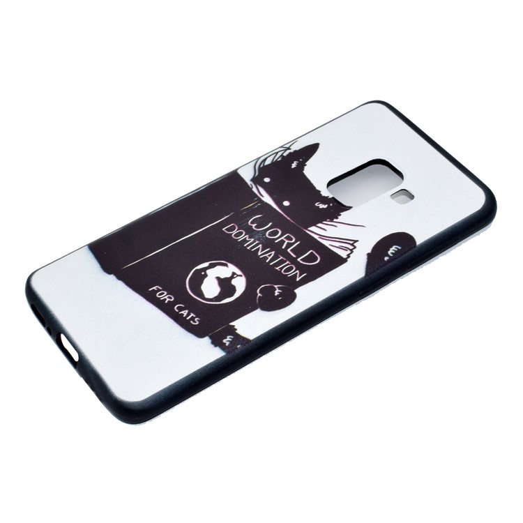 Patterned Printing TPU Soft Case for Samsung Galaxy A8 (2018) - Cat Reading Book-4
