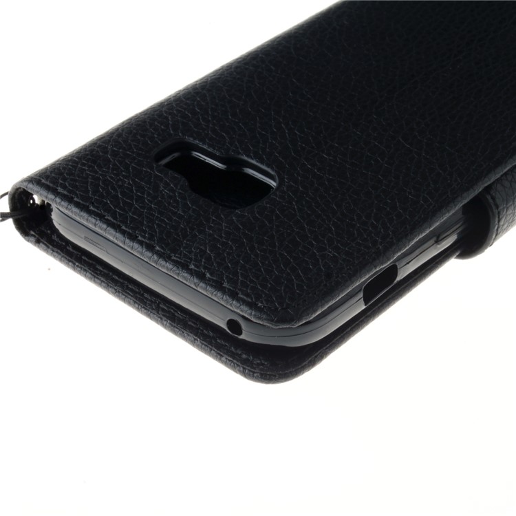 Litchi Grain PU Leather Stand Wallet Phone Case for Samsung Galaxy A5 (2017) - Black-5