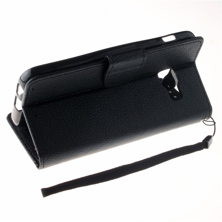 Litchi Grain PU Leather Stand Wallet Phone Case for Samsung Galaxy A5 (2017) - Black-6