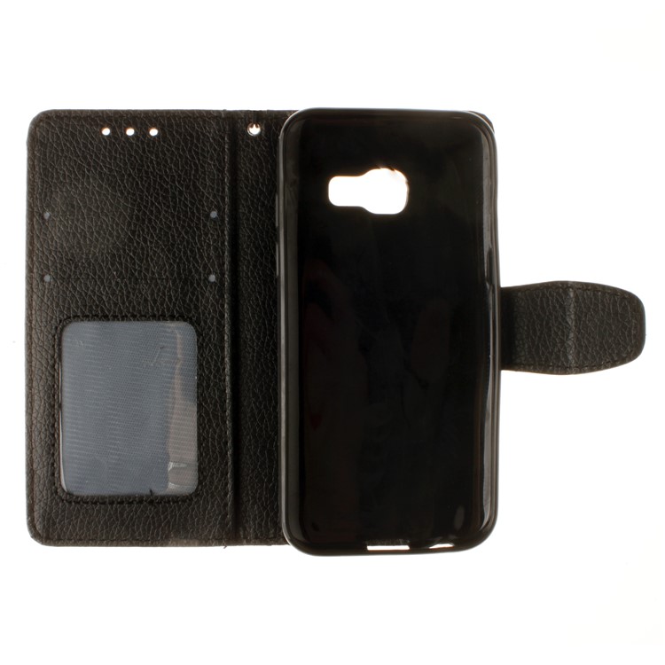 Litchi Grain PU Leather Stand Wallet Phone Case for Samsung Galaxy A5 (2017) - Black-9