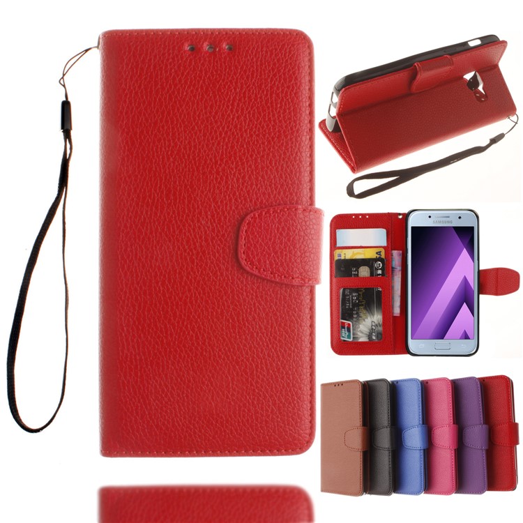 

Litchi Leather PU Кожаный Чехол Для Кошелек Для Samsung Galaxy A5 (2017) - Красный