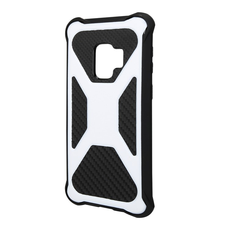 Carbon Fiber Texture PC + TPU Anti-drop Phone Cover for Samsung Galaxy S9 G960 - White-1