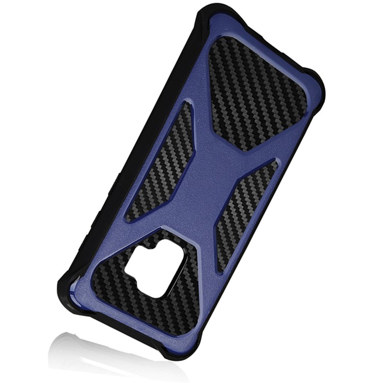 Carbon Fiber Texture PC + TPU Anti-drop Mobile Cover for Samsung Galaxy S9 G960 - Dark Blue-2