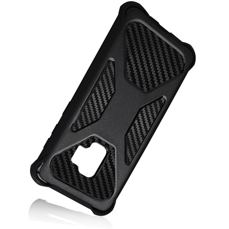 For Samsung Galaxy S9 SM-G960 Heavy Duty Belt Clip Carbon Fiber Texture PC + TPU Hybrid Kickstand Case - Black-5