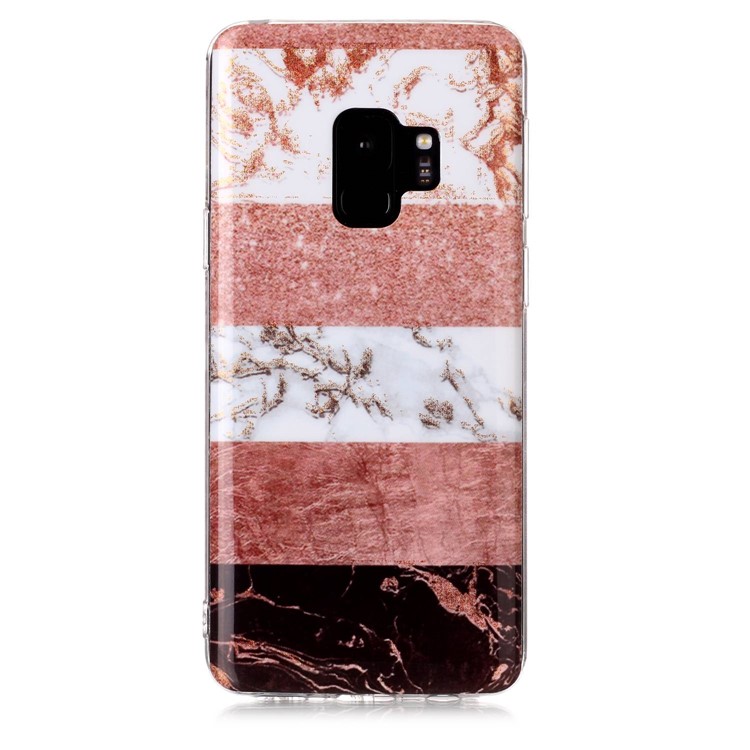 Glittery Powder Marble Pattern IMD TPU Case for Samsung Galaxy S9 SM-G960 - Splicing Color Stripe Pattern-3