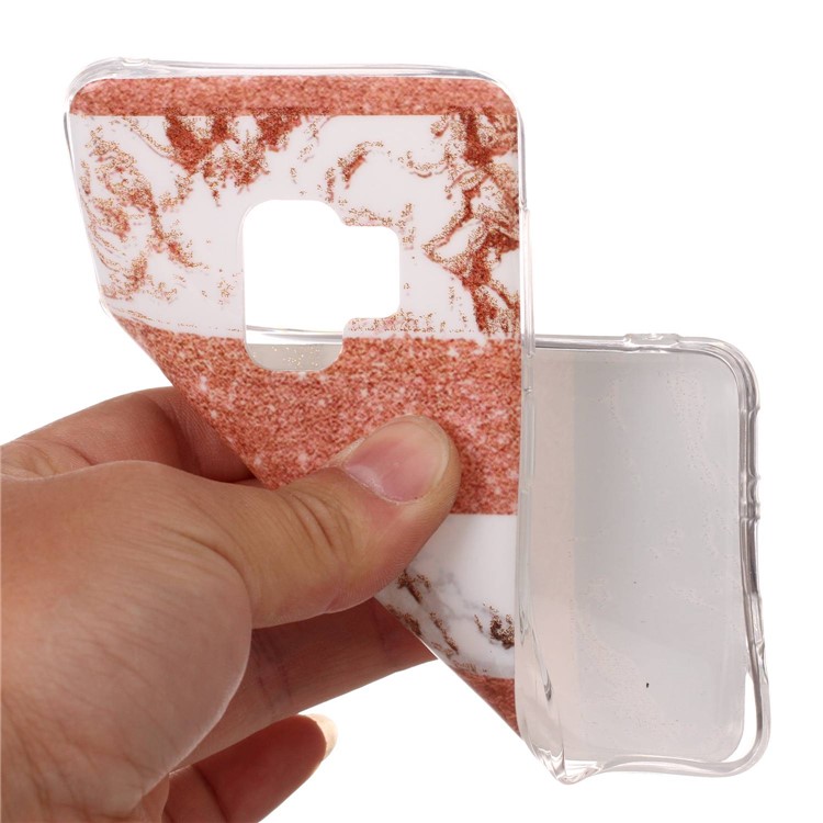 Glittery Powder Marble Pattern IMD TPU Case for Samsung Galaxy S9 SM-G960 - Splicing Color Stripe Pattern-4
