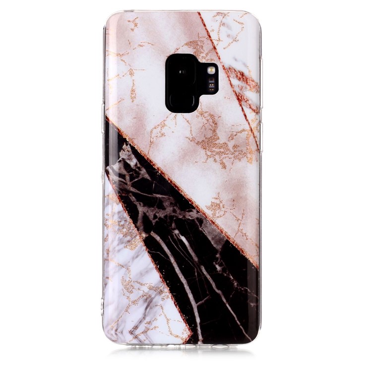 Glittery Powder Marble Pattern IMD TPU Cover for Samsung Galaxy S9 SM-G960 - White and Black Marble Pattern-3