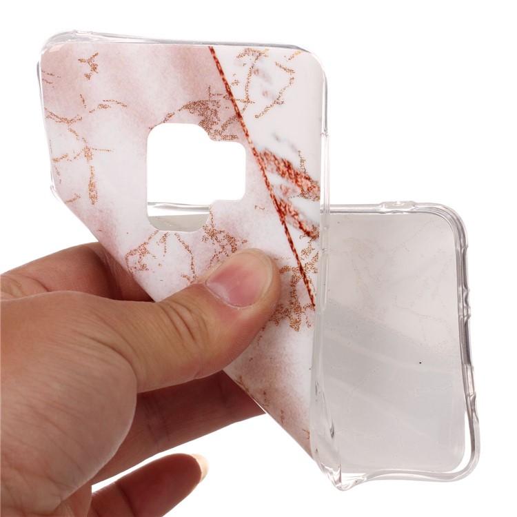 Glittery Powder Marble Pattern IMD TPU Cover for Samsung Galaxy S9 SM-G960 - White and Black Marble Pattern-4