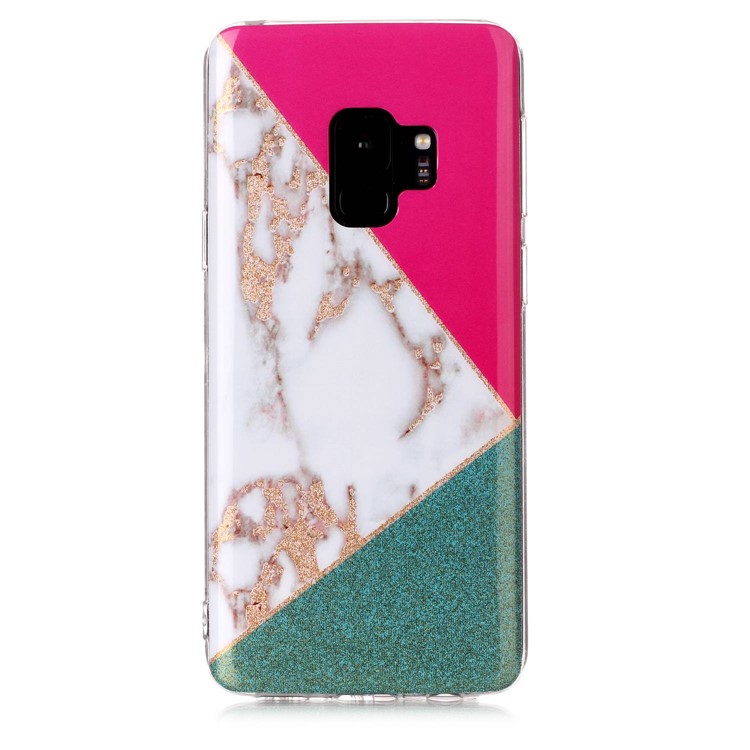 Glittery Powder Marble Pattern IMD TPU Shell for Samsung Galaxy S9 SM-G960 - Rose / White / Green-3