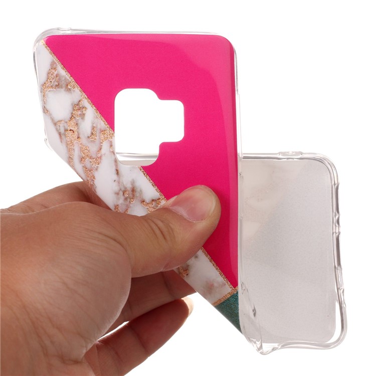 Glittery Powder Marble Pattern IMD TPU Shell for Samsung Galaxy S9 SM-G960 - Rose / White / Green-4