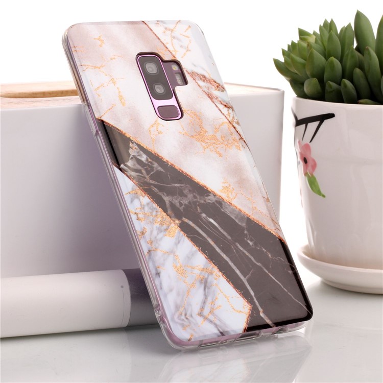 

Вспышка Порошковая Мраморная Модель IMD TPU Чехол Для Samsung Galaxy S9 + SM-G965 - Белый / Коричневый, Galaxy S9+