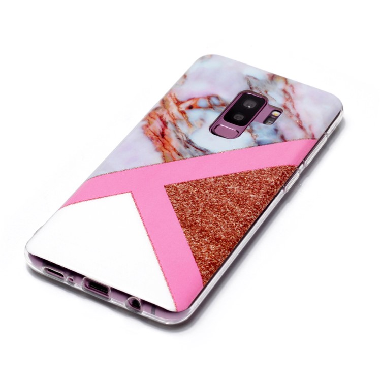 Flash Powder Marble Pattern IMD TPU Cover for Samsung Galaxy S9+ SM-G965 - Pink / Rose Gold-2