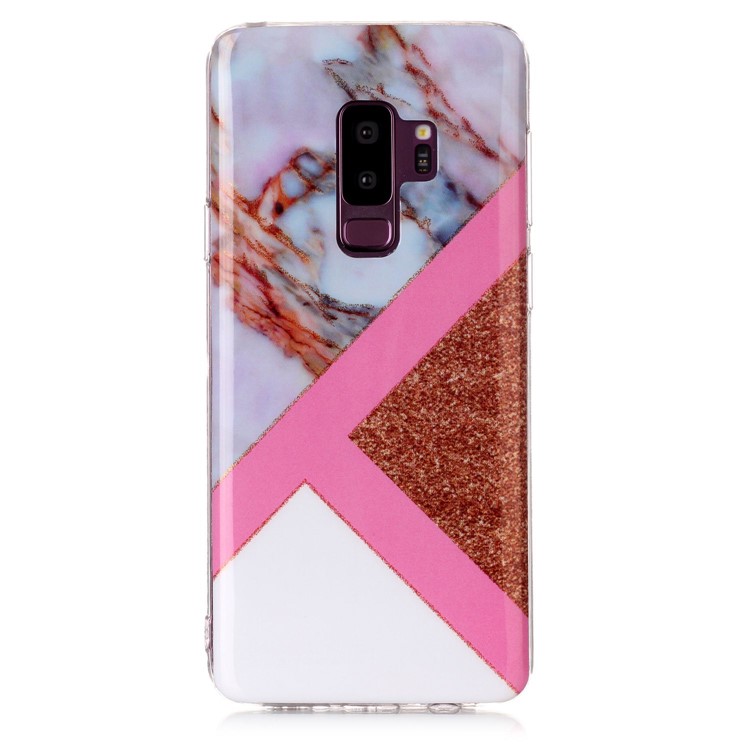 Flash Powder Marble Pattern IMD TPU Cover for Samsung Galaxy S9+ SM-G965 - Pink / Rose Gold-3