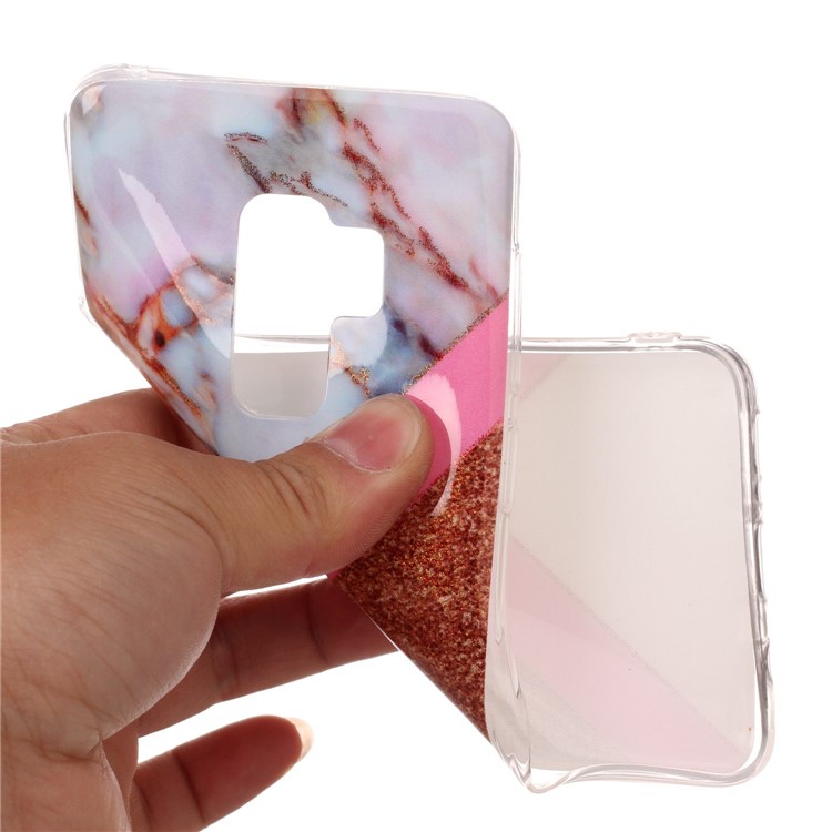 Flash Powder Marble Pattern IMD TPU Cover for Samsung Galaxy S9+ SM-G965 - Pink / Rose Gold-4