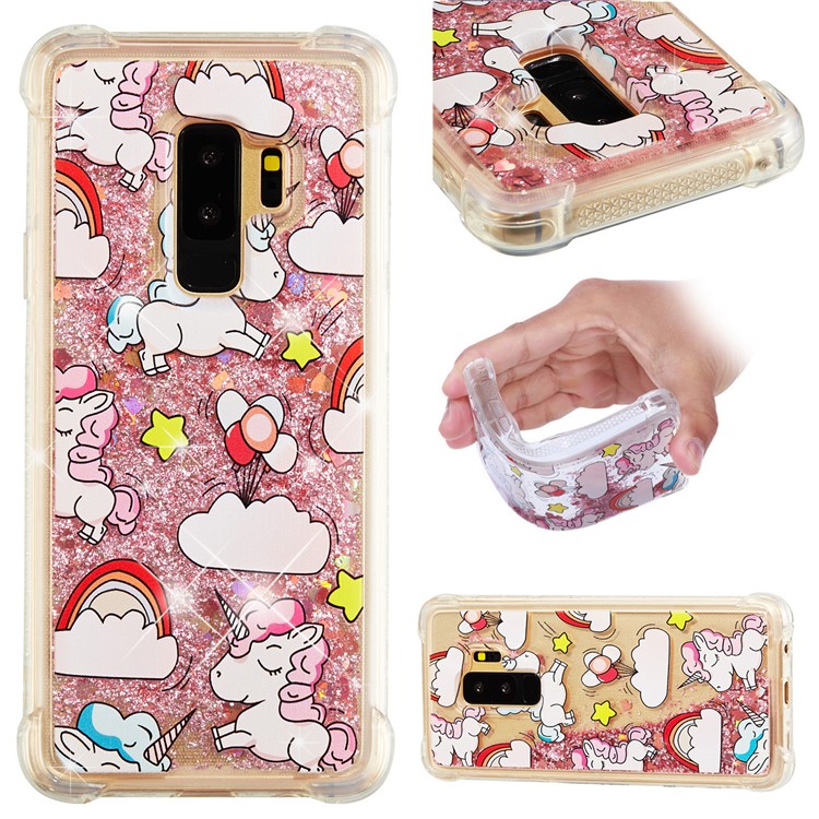 

Liquid Glitter Powder Quicksand Shockproof TPU Back Casing for Samsung Galaxy S9 Plus SM-G965 - Unicorns
