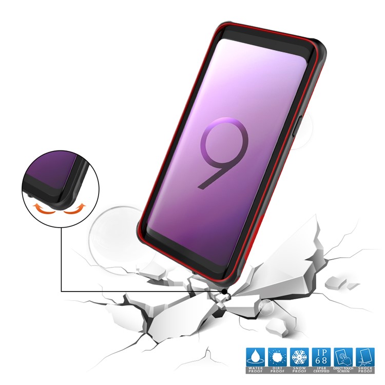 IP68 3M PC Underwater Dirt/Dust/Snow Proof Waterproof Shell for Samsung Galaxy S9 SM-G960 - Red-4