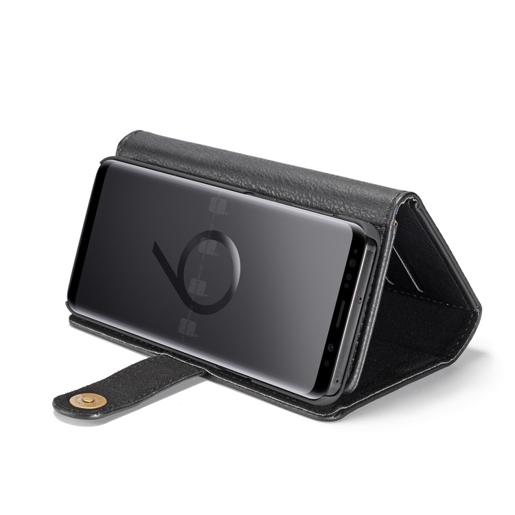 DG. Ming Dividir Bolsa De Couro Multi-slot Com Caixa Traseira Interna Do PC Para Samsung Galaxy S9 G960 - Preto-5