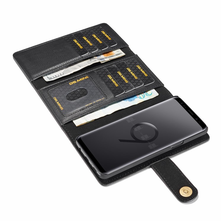 DG. Ming Dividir Bolsa De Couro Multi-slot Com Caixa Traseira Interna Do PC Para Samsung Galaxy S9 G960 - Preto-8