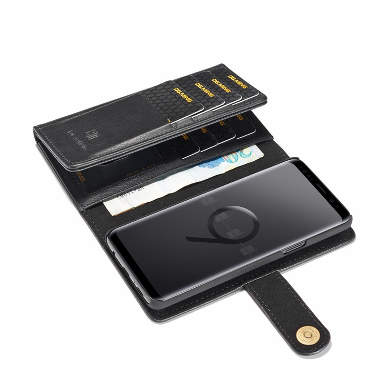 DG. Ming Dividir Bolsa De Couro Multi-slot Com Caixa Traseira Interna Do PC Para Samsung Galaxy S9 G960 - Preto-9