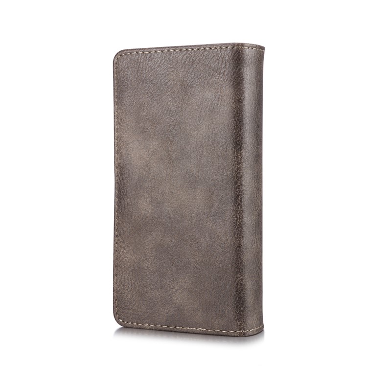 DG.MING Split Leather Multi-slot Tri-fold Wallet Phone Shell for Samsung Galaxy S9 G960 - Coffee-4