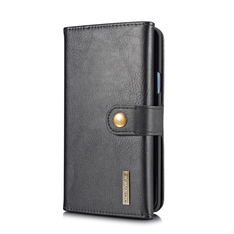 DG.MING Split Leather Multi-slot Purse with Inner PC Back Case for Samsung Galaxy S9+ G965 - Black-2