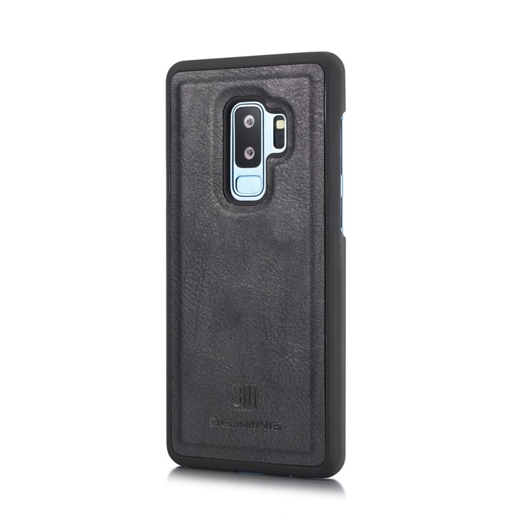 DG.MING Split Leather Multi-slot Purse with Inner PC Back Case for Samsung Galaxy S9+ G965 - Black-4