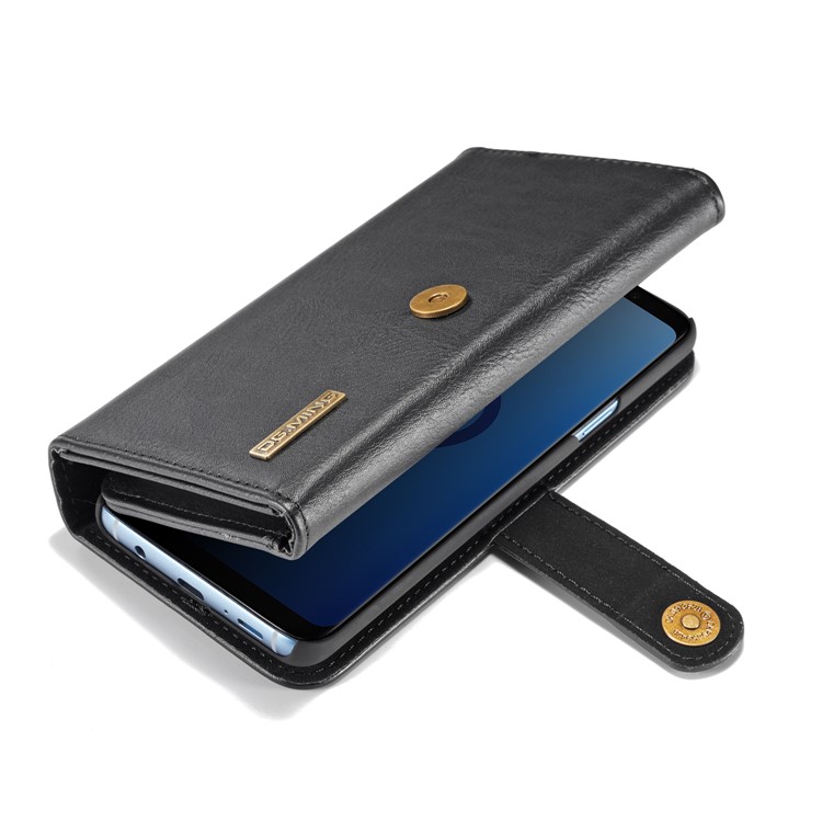 DG.MING Split Leather Multi-slot Purse with Inner PC Back Case for Samsung Galaxy S9+ G965 - Black-7