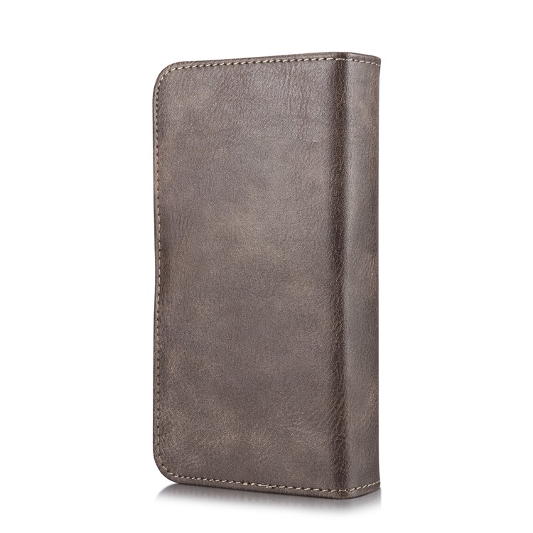 DG.MING Split Leather Multi-slot Purse Protection Multi-slot Purse Tri-fold Cover for Samsung Galaxy S9 Plus G965 - Coffee-3