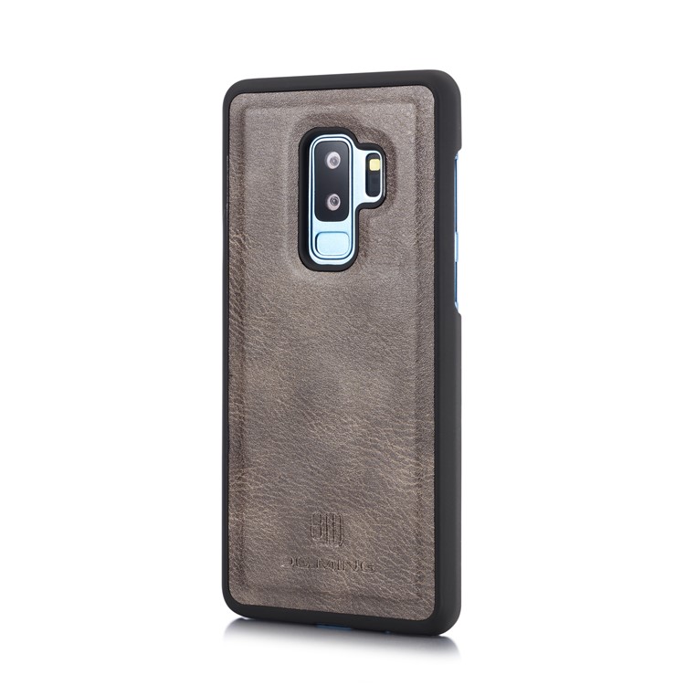 DG.MING Split Leather Multi-slot Purse Protection Multi-slot Purse Tri-fold Cover for Samsung Galaxy S9 Plus G965 - Coffee-4