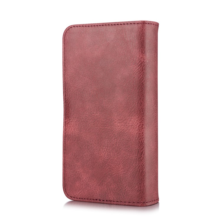 DG.MING Split Leather Multi-slot Purse Wallet Mobile Phone Tri-fold Casing for Samsung Galaxy S9+ G965 - Red-3
