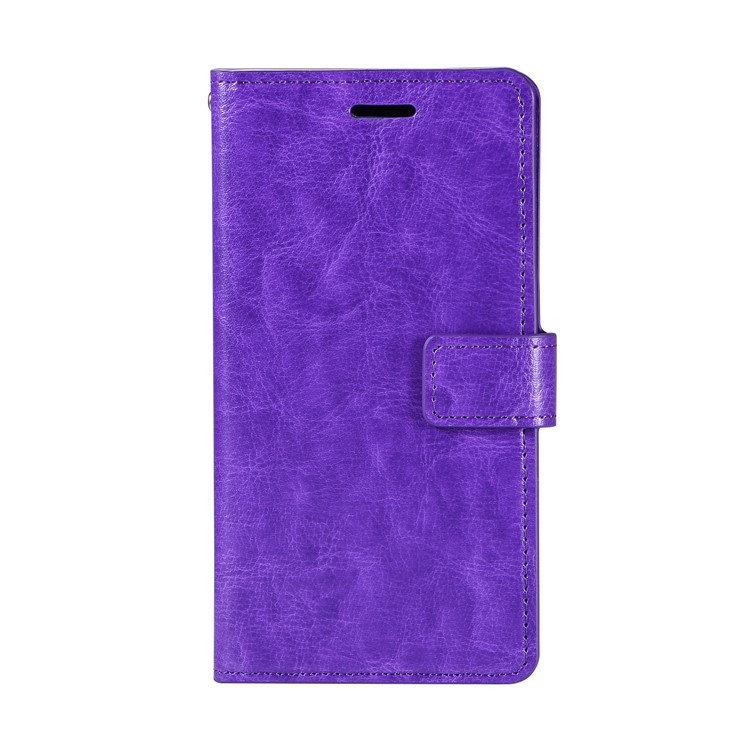 

Crazy Horse Magnetic Stand Wallet Leather Phone Accessory Cover for Samsung Galaxy S9 SM-G960 - Purple