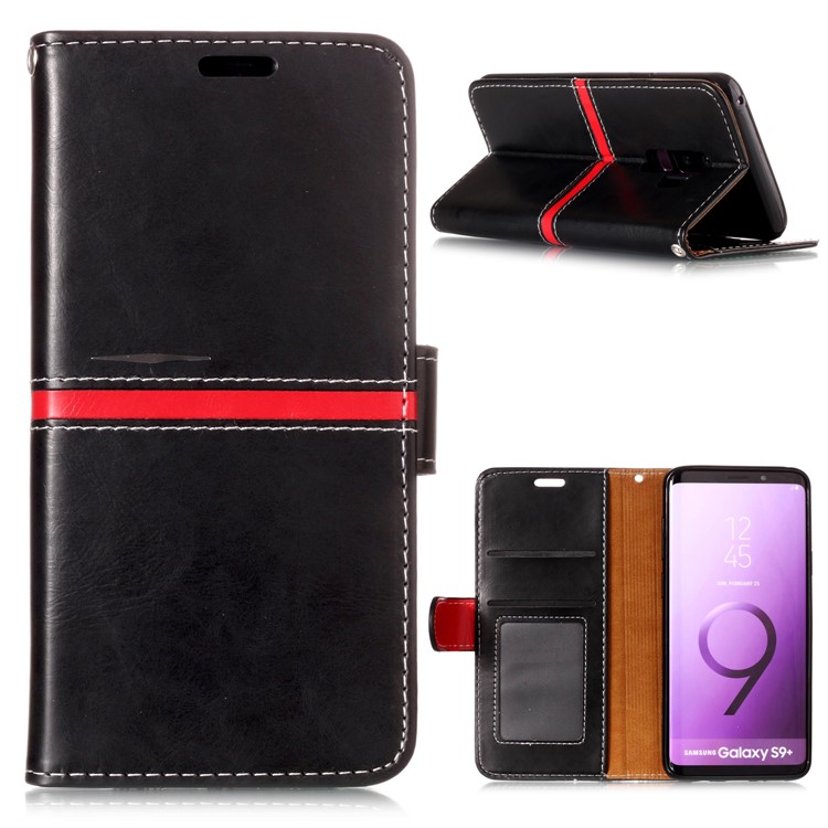 

Graceful Series Stitching Leather Wallet Case for Samsung Galaxy S9+ SM-G965 - Black