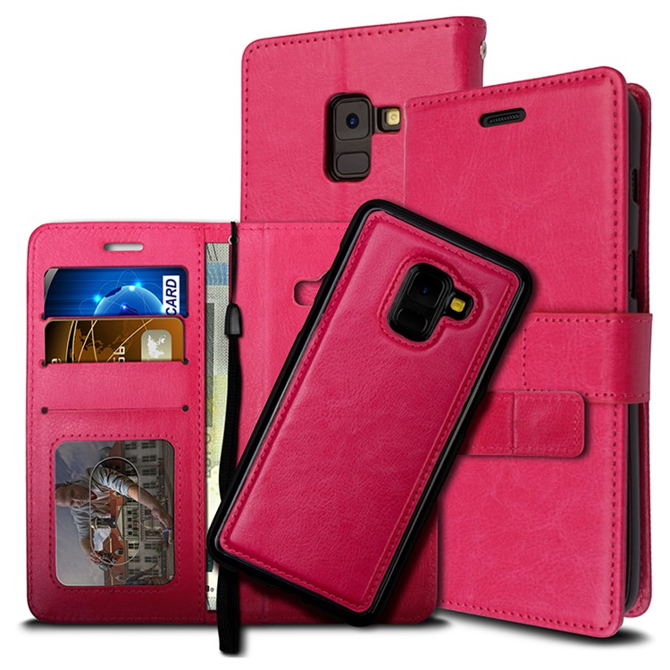 

Detachable 2-in-1 Wallet Leather Protection Mobile Phone Shell for Samsung Galaxy A8 (2018) - Rose