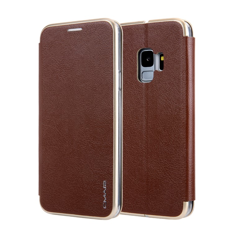 

CMAI2 Sea Shell Style Card Slot Leather Stand Mobile Shell for Samsung Galaxy S9 SM-G960 - Coffee