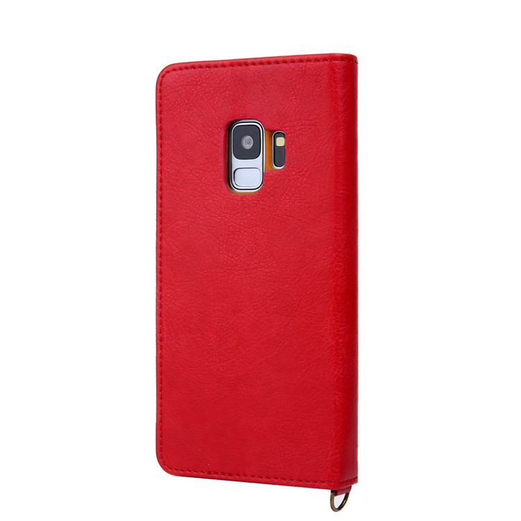 Cai2 PU Slots de Couro Para Celular Acessório da Caixa de Celular Para Samsung Galaxy S9 G960 - Vermelho