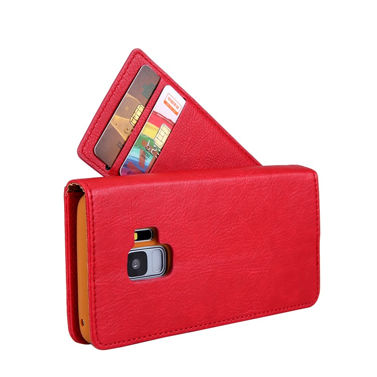 CMAI2 PU Leather Card Slots Mobile Phone Case Accessory for Samsung Galaxy S9 G960 - Red-3