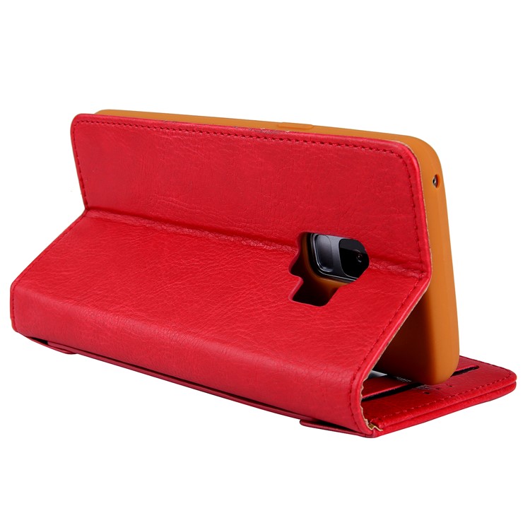 CMAI2 PU Leather Card Slots Mobile Phone Case Accessory for Samsung Galaxy S9 G960 - Red-4