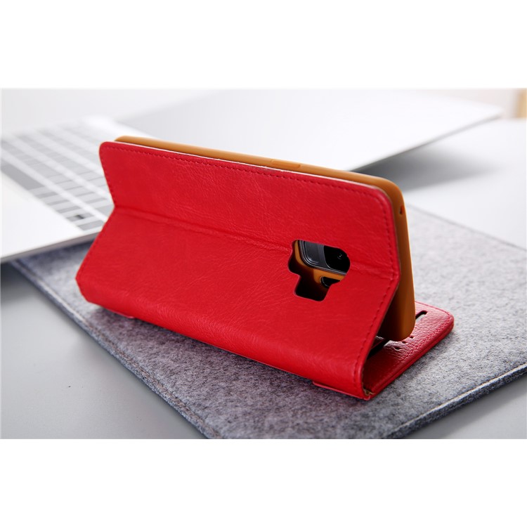 CMAI2 PU Leather Card Slots Mobile Phone Case Accessory for Samsung Galaxy S9 G960 - Red-8