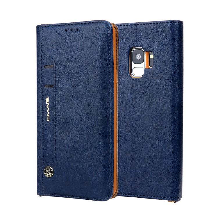CMAI2 for Samsung Galaxy S9 G960 PU Leather Card Slots Mobile Flip Cover - Dark Blue-1